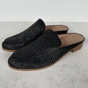 NEW J.Jill Black Woven Textured Raffia Mule Block Heel Women 9.5